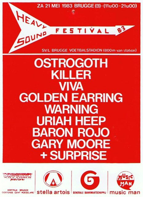 Golden Earring newspaper review Brugge (Belgium) - Heavy Sound Festival concert May 21, 1983
